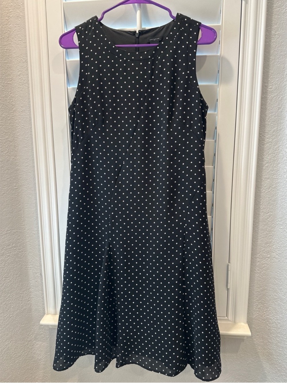 Ann Taylor Black Polka Dot A-Line Dress - Classic Sleeveless